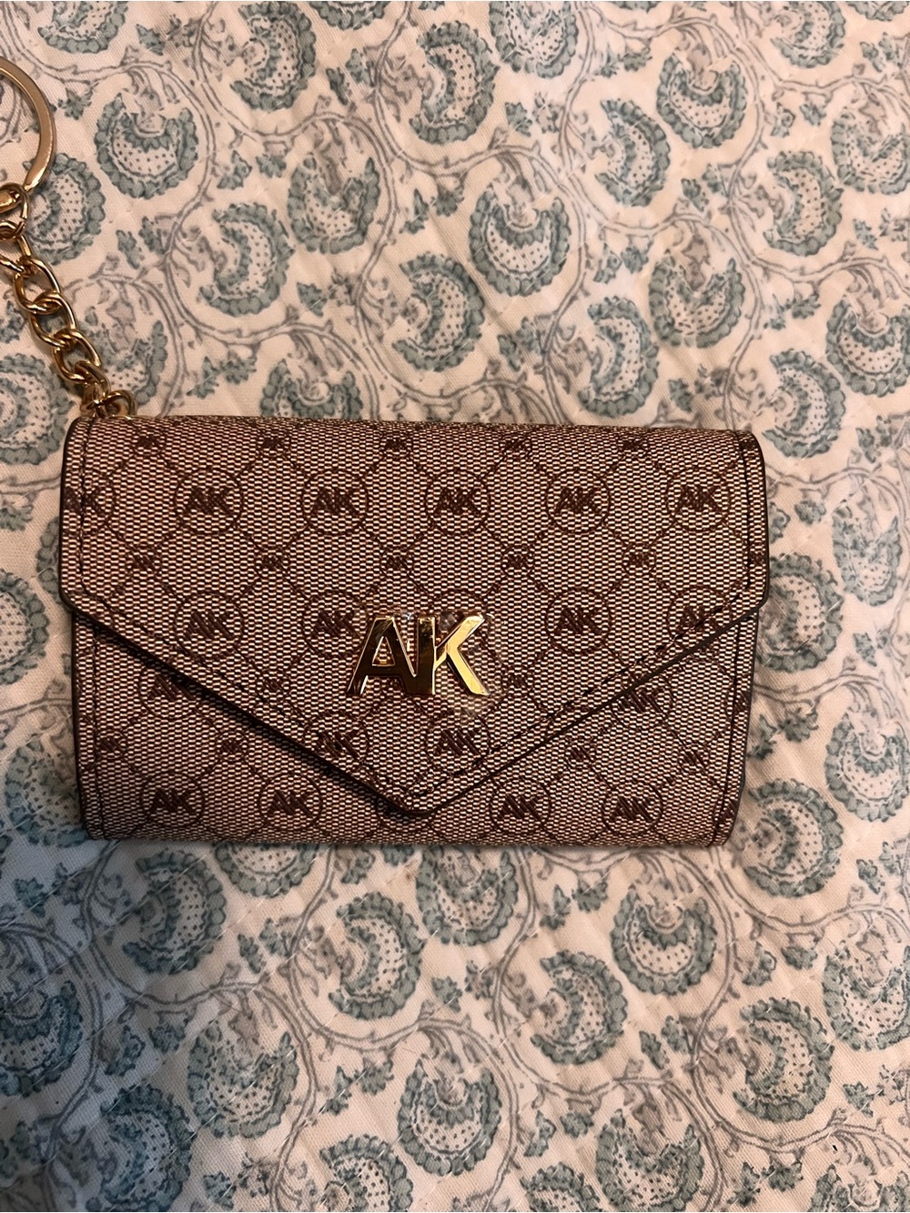 Anne Klein Metallic Rose Gold Signature Wallet Clutch